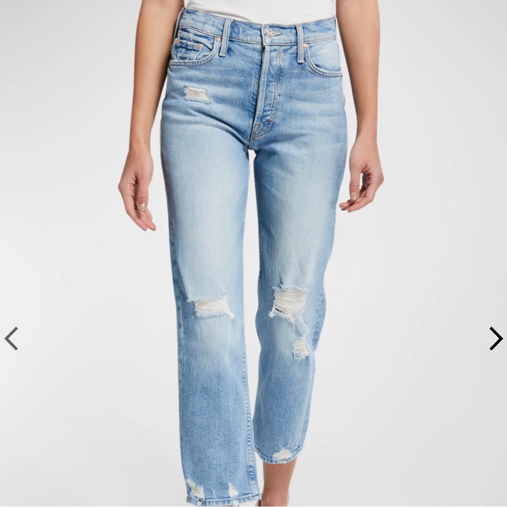 Mother denim tomcat high rise distressed jeans.